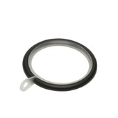 Intensions Classic ring met inlage en oog voor roede 28 mm zwart 6 stuks