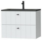 Tiger Maryport Badkamermeubelset 80 cm Mat wit met matzwarte polybeton wastafel en matzwarte grepen