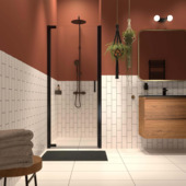 Porte battante pour niche Sealskin Inc. 100x200 cm translucide/noir mat