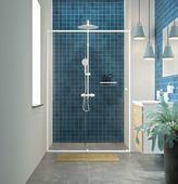 Porte coulissante pour niche Sealskin Contour 140x200 cm translucide/blanc mat