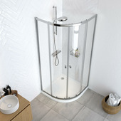 Cabine de douche quart-de-rond 4 parties portes coulissantes Sealskin Hooked 90x90x200 cm translucide/argenté brillant