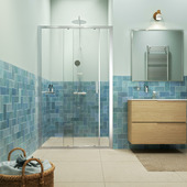 Porte coulissante 2 parties pour niche Sealskin Inc. 120x200 cm translucide/argenté brillant