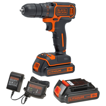 BLACK+DECKER Perceuse Visseuse Sans Fil 18 V Li-Ion avec Chargeur