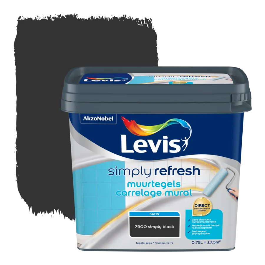 Levis Simply Refresh tegelverf satijn zwart 750 ml
