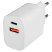 Q-link snellader 20W USB-A (Quick Charge) en USB-C (Power Delivery) wit