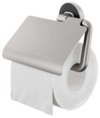 Porte-papier toilette avec couvercle Tiger Cooper inox brossé/noir