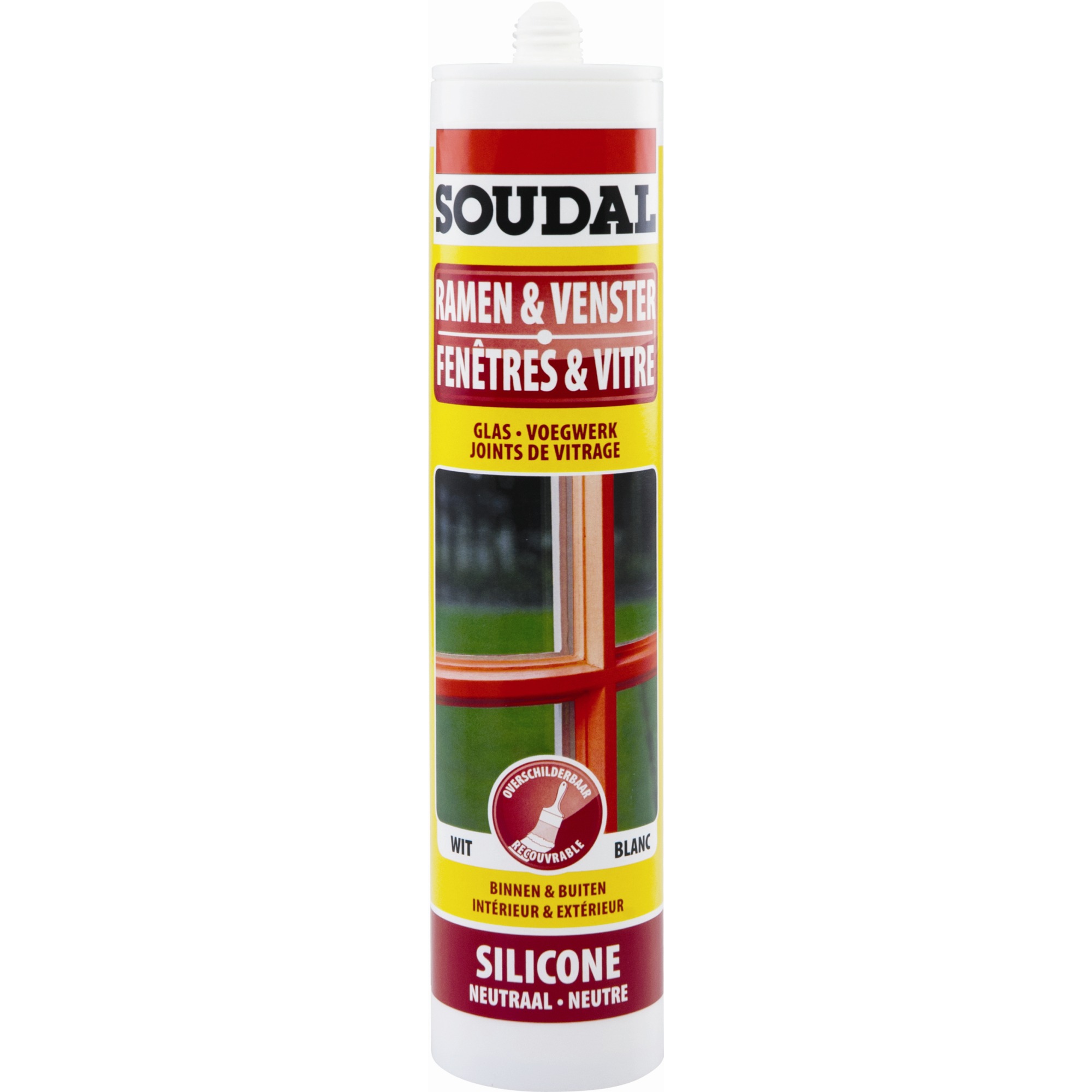 Silicone fenêtre et vitre Soudal gris 300 ml Mastic construction & universel Mastics