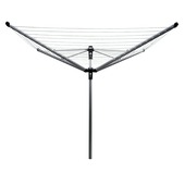 Brabantia Lift-O-Matic advance Séchoir parapluie  avec ancre synthétique à bétonner, housse de protection et sac pour pinces à linge - 60m - Metallic Grey