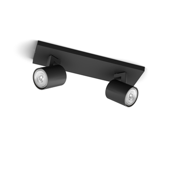 Support 2 spots Philips myLiving Runner noir 2x GU10 | GAMMA.be