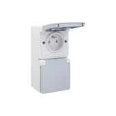 Niko Hydro opbouwstopcontact 2-polig met aarding 2-voudig verticaal spuitwaterdicht grijs