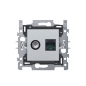 Prise coaxiale + RJ45 CAT6 Niko sterling