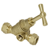 Sanivesk stopkraan knel + aftap 15x15 mm goudkleurig