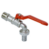 Sanivesk tapkraan hendel + slangkoppeling 3/4"M x 3/4"M nikkel