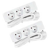 Bloc multiprises 3 prises blanc 1,5 m 2 pièces