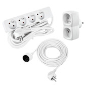 Handson set met stekkerdoos 4-voudig 5 m, verlengsnoer 5 m en dominostekker 2-voudig