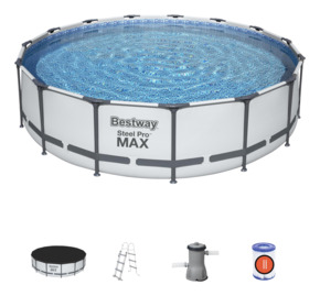 Bestway zwembad rond Pro Steel Max licht grijs 457 x 107 cm met pomp