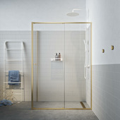 Sealskin schuifdeur met zijwand Contour 120x90x200 cm helder glas/goud geborsteld