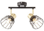 Support 2 spots Brilliant Posca 2x E14 noir/laiton