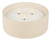 Kaars wax 3 LED voor buiten Ø 20x8 cm beige