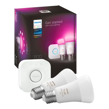 Philips Hue starterkit - wit en gekleurd 11W - 2 lampen - E27