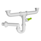 Siphon pour évier double 6/4"FxØ40 mm