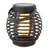 Solar LED Lantaarn met vlam-effect, 16 cm hoog  zwart