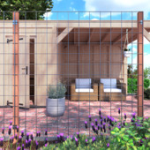 Pack de base grillage clôture de jardin 180x180 cm poteaux bois dur