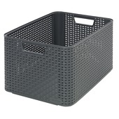 Panier de rangement Curver Style aspect rotin anthracite 23x33x43,5 cm