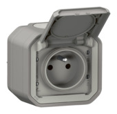 Legrand Plexo opbouwstopcontact 2-polig met aarding spuitwaterdicht grijs