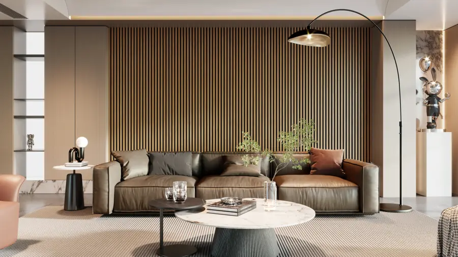 Panneau en tasseau 22 mm 260x52,6 cm chêne huilé