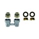 Honeywell H-blok 2-pijps muuraansluiting met aansluiting radiator 1/2"F of 3/4" Euroconus