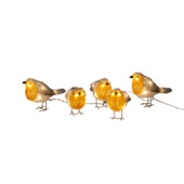 Kerstfiguurtjes verlicht voor buiten - set 5 roodborstjes LED