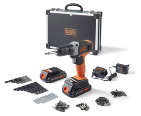 Perceuse-visseuse 18 V Black+Decker BCD001C2AFC-QW + organiseur et 72 accessoires