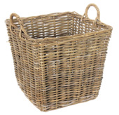 Panier à bûches en rotin 40x40x35 cm gris antique