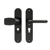 Quincaillerie de sécurité pour porte d'entrée AXA Oval plaque noire SKG 3 étoiles 55 mm