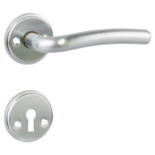 Jeu de poignées de porte Wave Urfic rosace ronde chromé mat