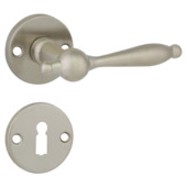 Jeu de poignées de porte Toulon GAMMA rosace ronde nickel mat