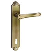 Gamma deurkruk set Charleville ovaal schild sleutelgat 110 mm messing antiek