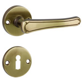 Gamma deurkruk set Charleville rond rozet sleutelplaat messing antiek