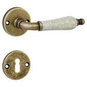 Gamma deurkruk set Hasselt rond rozet sleutelplaat messing antiek