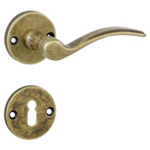Gamma deurkruk set Marbella rond rozet sleutelplaat messing antiek