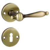 Gamma deurkruk set Toulon rond rozet sleutelplaat messing antiek