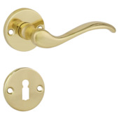 Jeu de poignées de porte Brest GAMMA rosace ronde laiton