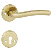 Urfic deurkruk set Wave rond rozet messing glans