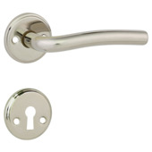 Jeu de poignées de porte Wave Urfic rosace ronde nickel