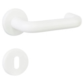 OK deurkruk set rond rozet wit plastic