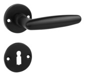 Gamma deurkruk set Amsterdam rond rozet sleutelplaat zwart aluminium