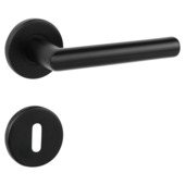 Gamma deurkruk set Roberto rond rozet sleutelplaat zwart aluminium