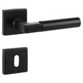 Gamma deurkruk set Stefano vierkant rozet sleutelplaat zwart aluminium