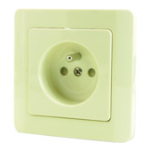 OK stopcontact 2-polig met aarding en veiligheid + afdekplaat enkelvoudig crème 4 stuks